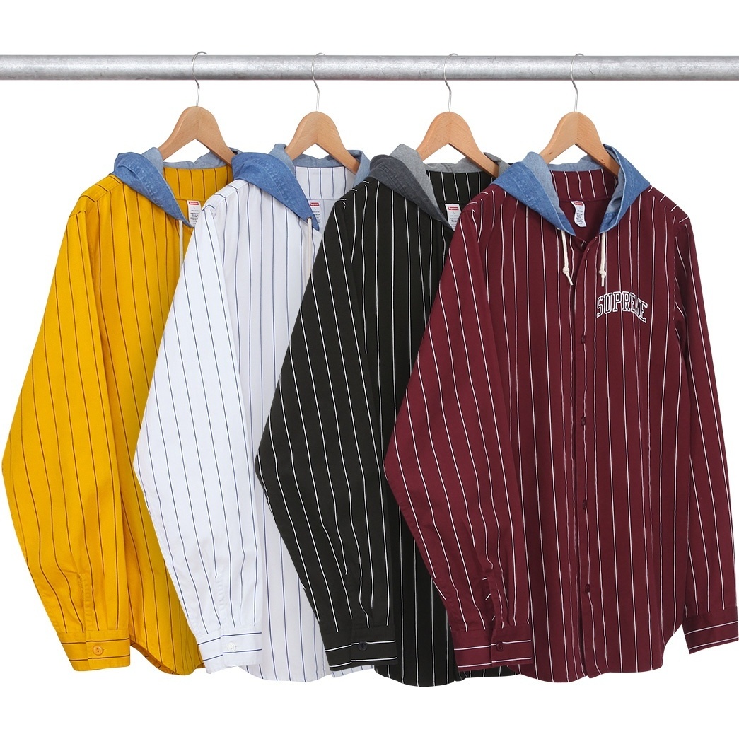 トップス Supreme Denim Baseballshirt Denim Hooded Baseball Shirt - fall/winter 2014 - Supreme