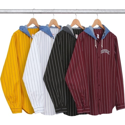 Supreme Denim Hooded Baseball Shirt