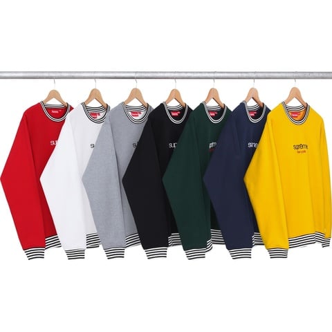 Supreme Classic Logo Striped Rib Crewneck