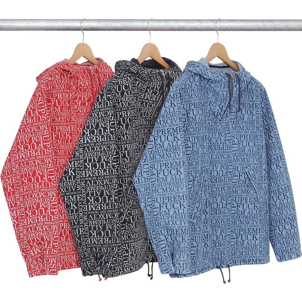 Fuck 'Em All Denim Hooded Pullover - Supreme