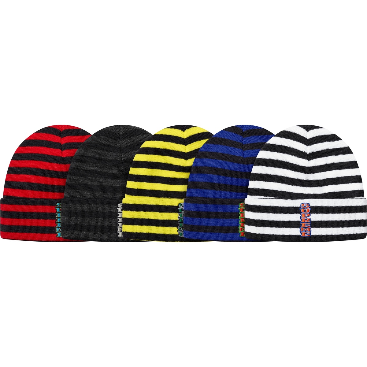Supreme Vertical Logo Striped Beanie (fall/winter 2016)