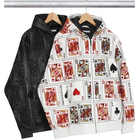 【極美品】Supreme Court Cards Leather Jacket Supreme Supreme Court Cards Hooded Leather Jacket Size M NWT | Grailed ジャケット・アウター