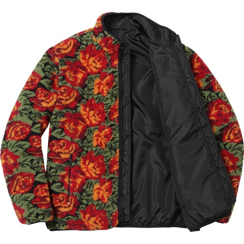 ミ*ん様 Supreme Roses Sherpa Fleece Jacket Supreme - Roses Sherpa Fleece Reversible Jacket Embroidered