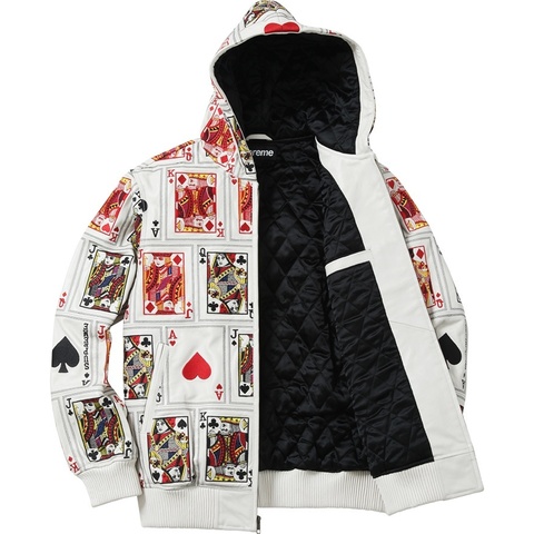 Court Cards Hooded Leather Jacket - Supreme