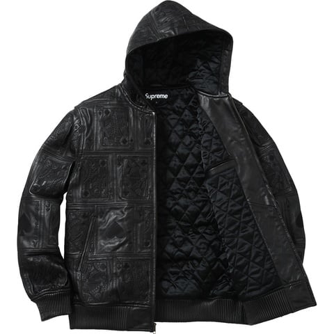 Court Cards Hooded Leather Jacket - Supreme