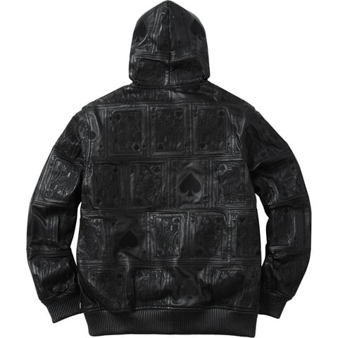【極美品】Supreme Court Cards Leather Jacket Supreme Court Cards Hooded Leather Jacket - White Outerwear