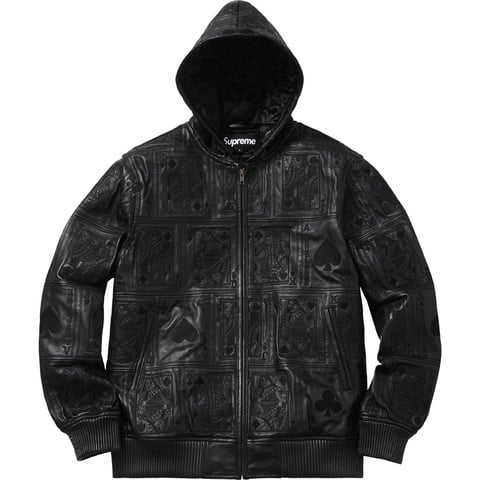 Court Cards Hooded Leather Jacket - Supreme