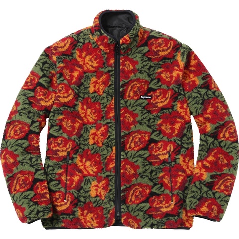 Supreme Roses Sherpa Fleece Reversible Jacket - Colorway