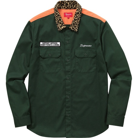 ✨希少✨Supreme Leopard Collar Work Shirt Leopard Collar Work Shirt - fall/winter 2016 - Supreme