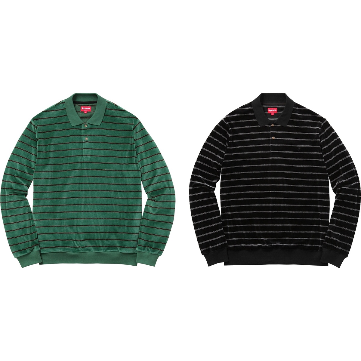 Supreme Striped Velour L/S Polo (fall/winter 2016)