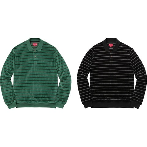 Supreme Striped Velour L/S Polo