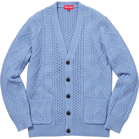 Supreme cable knit cardigan XL ライトブルー Cable Knit Cardigan - fall/winter 2016 - Supreme