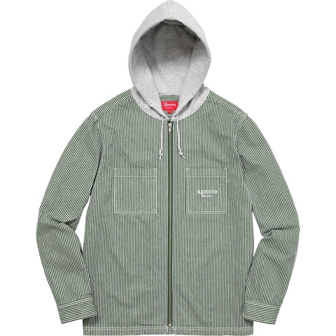 Hooded Stripe Denim Zip Up Shirt - Supreme