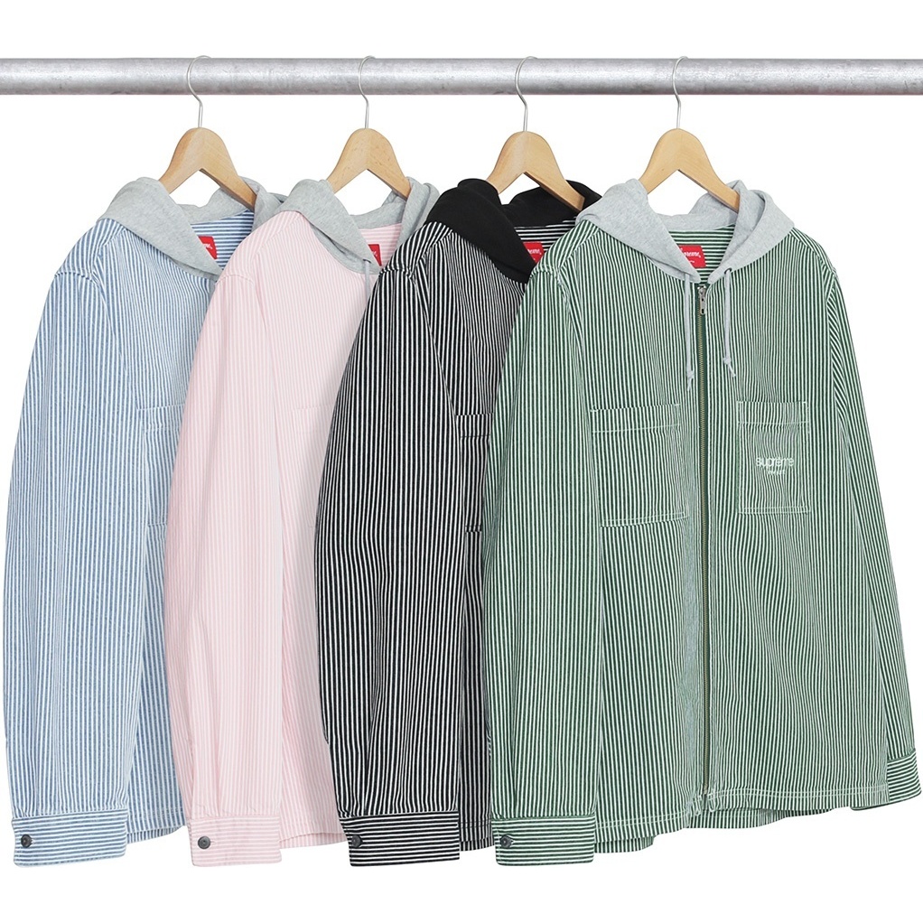 Hooded Stripe Denim Zip Up Shirt - Supreme