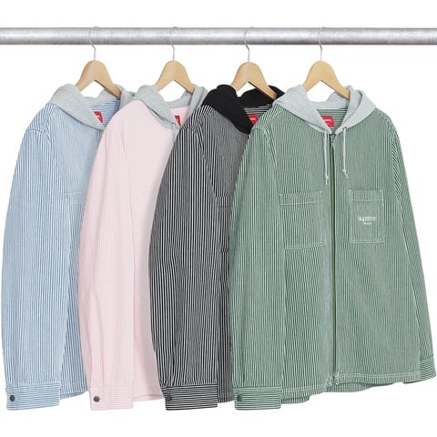 Hooded Stripe Denim Zip Up Shirt - Supreme