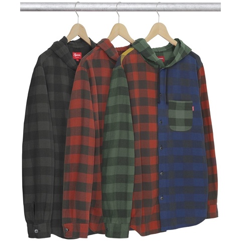 Hooded Buffalo Plaid Flannel Shirt - Supreme