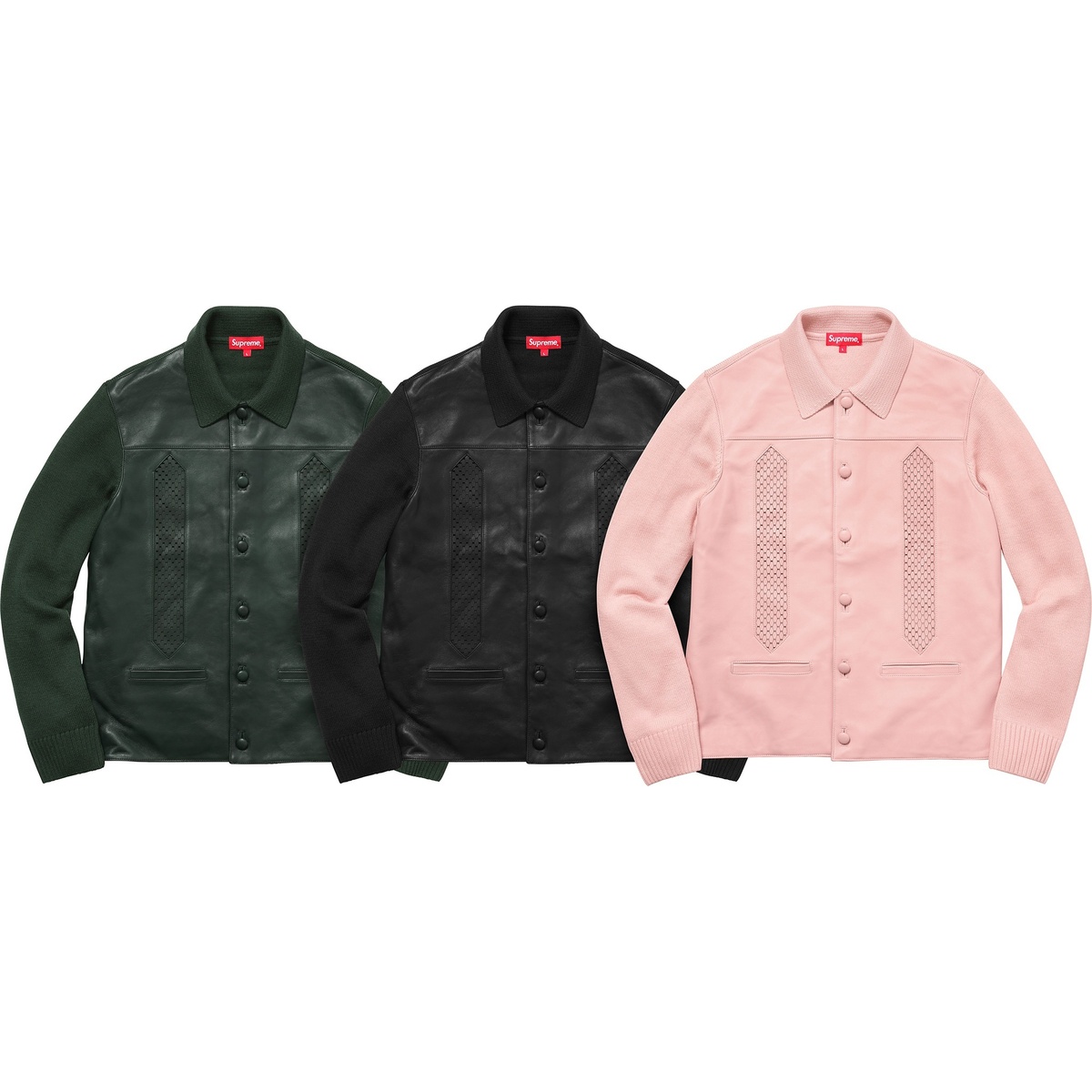 Supreme Leather Front Polo Sweater (fall/winter 2017) - $398.00
