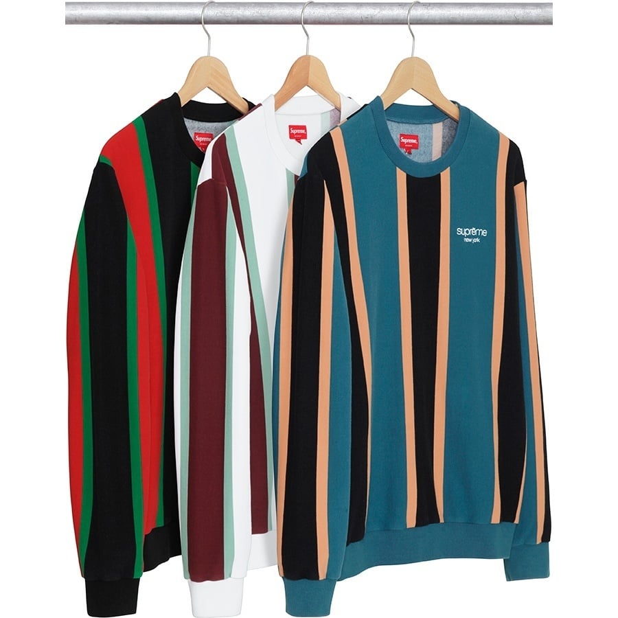 Supreme 17SS Cotton Pique Crewneck M ロンT Vertical Striped Pique Crewneck - fall/winter 2017 - Supreme