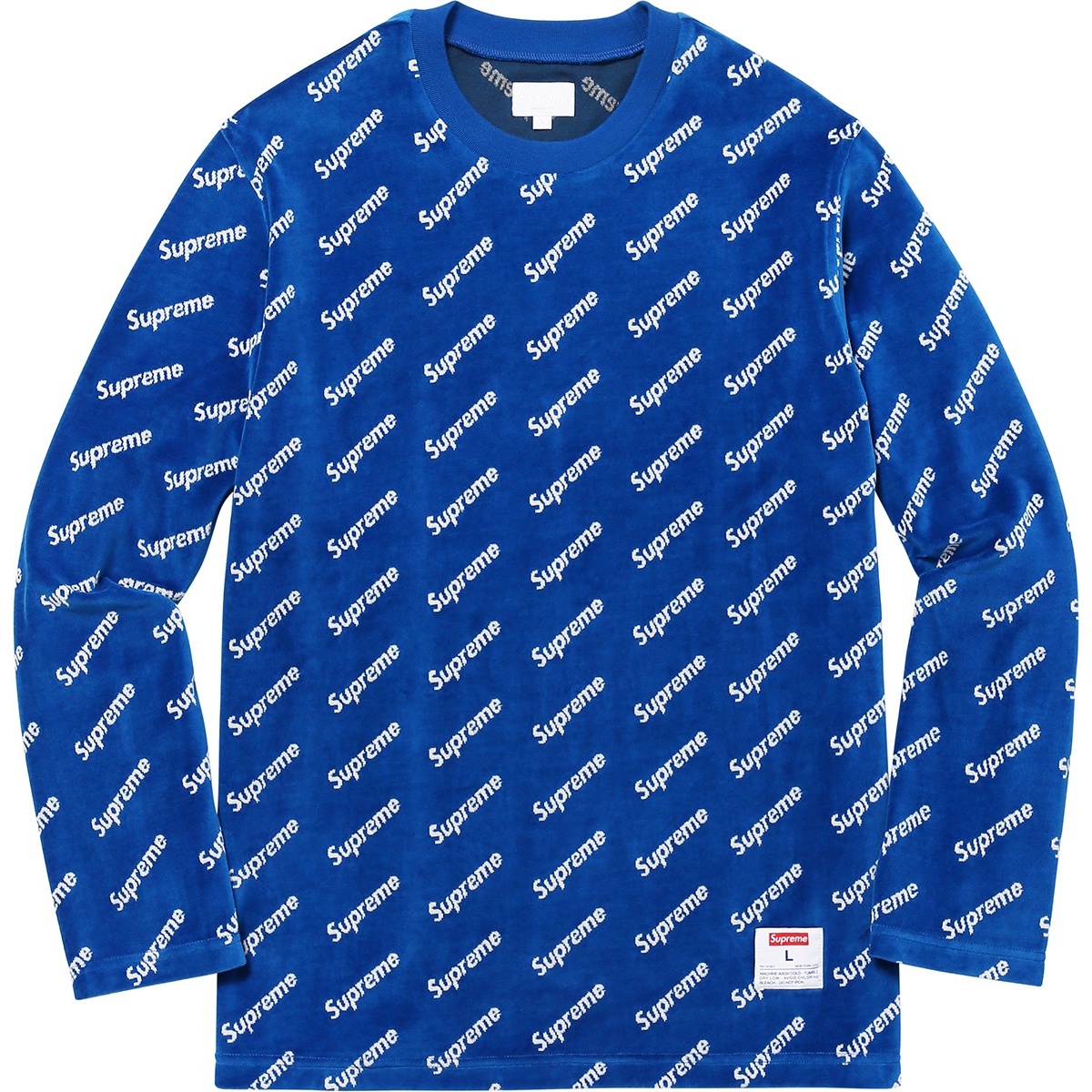 17AW シュプリーム　Velour Diagonal ベロアカットソー　M Supreme Velour Diagonal Logo L S Top (FW17) - $110