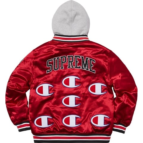 Supreme®/Champion® Hooded Satin Varsity Jacket - Supreme