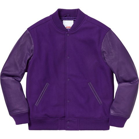 Supreme Motion Logo Varsity Jacket - Purple Front