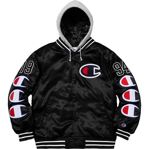 Supreme®/Champion® Hooded Satin Varsity Jacket - Supreme