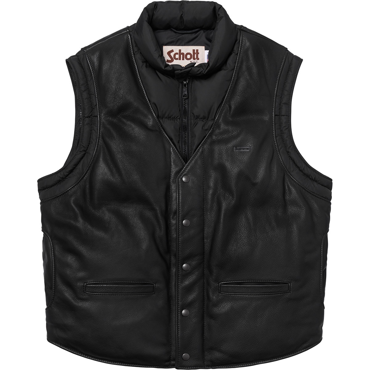 Supreme Supreme Schott Down Leather Vest Puffy Jacket (FW18) - $628