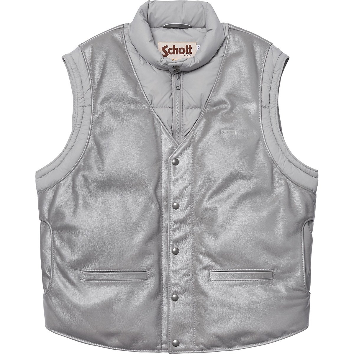 Supreme Supreme Schott Down Leather Vest Puffy Jacket (FW18) - $628