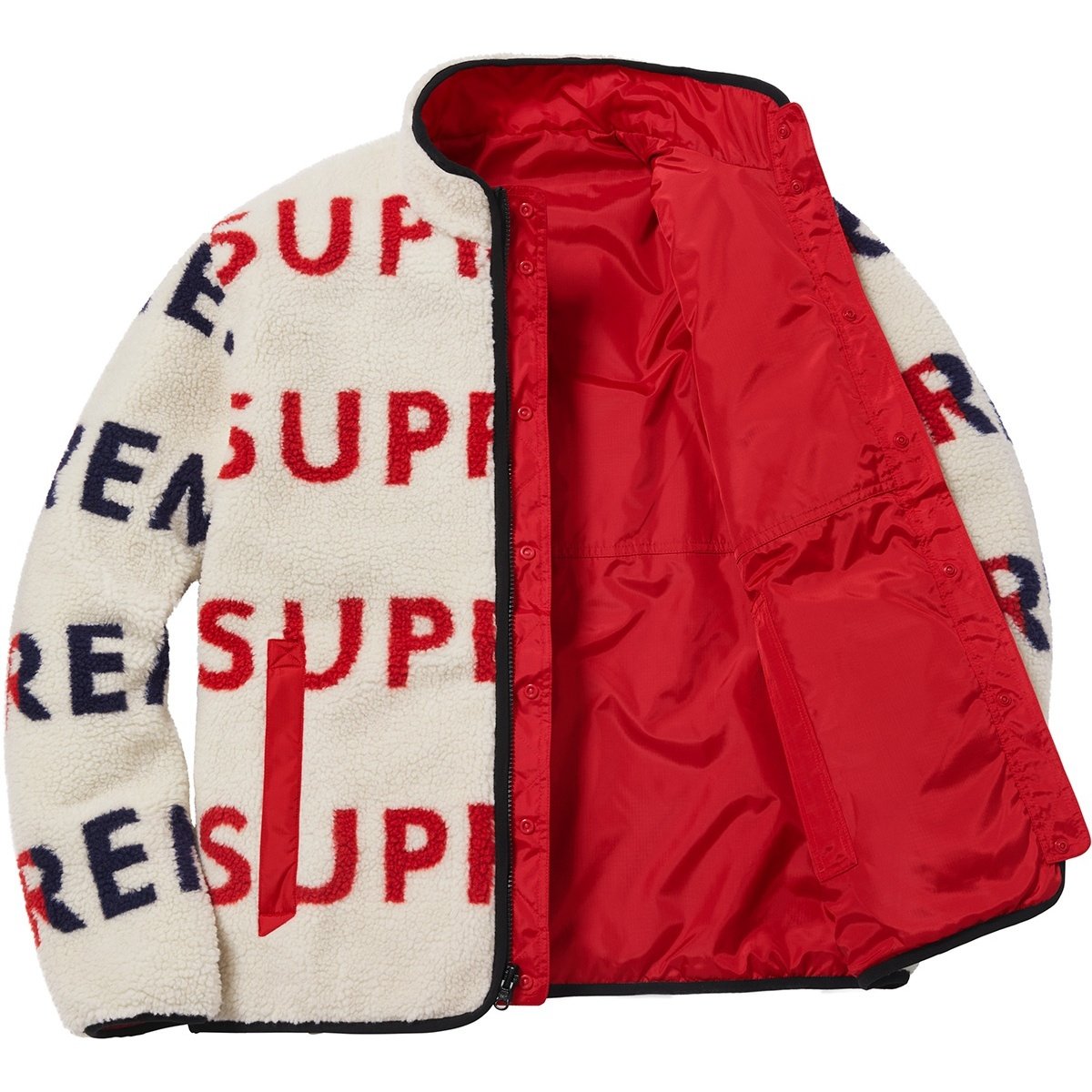 Supreme Reversible Logo Fleece Jacket (FW18) - $228