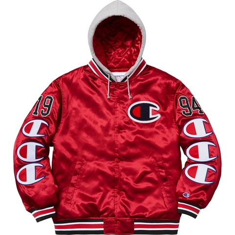 Supreme®/Champion® Hooded Satin Varsity Jacket - Supreme