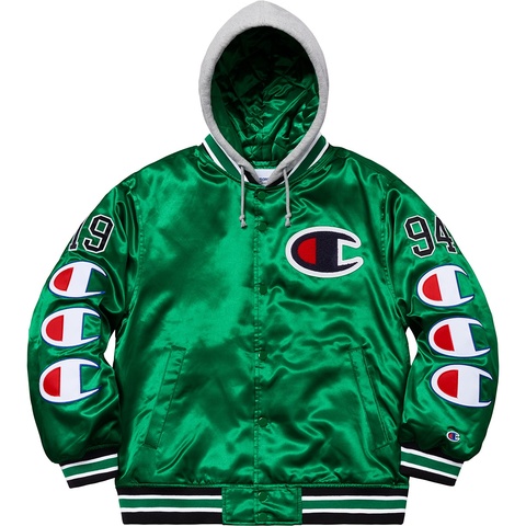 Supreme®/Champion® Hooded Satin Varsity Jacket - Supreme