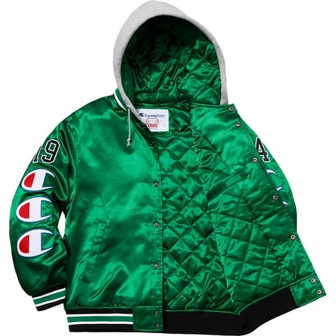 Supreme®/Champion® Hooded Satin Varsity Jacket - Supreme