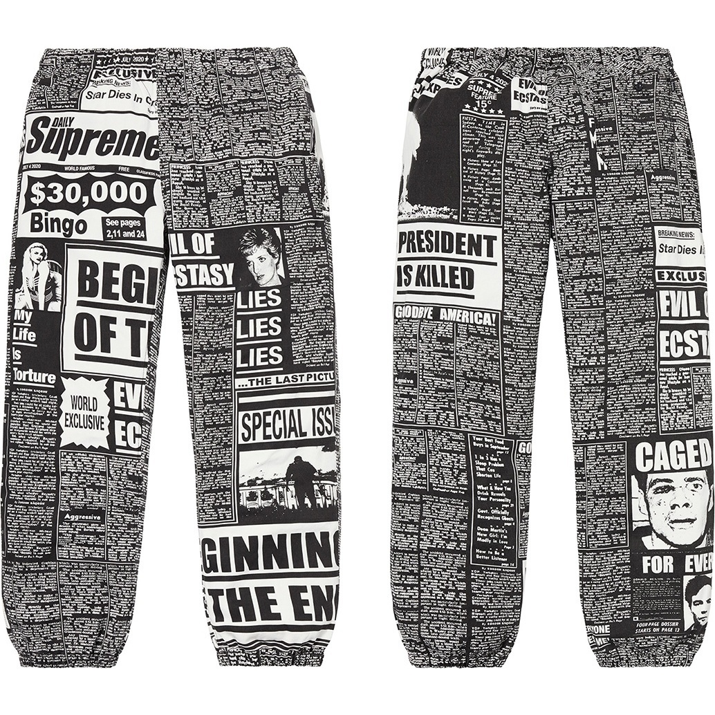 Supreme Newsprint Skate Pant (fall/winter 2018) - $128.00