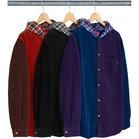 トップス SUPREME18AW Hooded Color Corduroy Shirt Hooded Color Blocked Corduroy Shirt - Supreme
