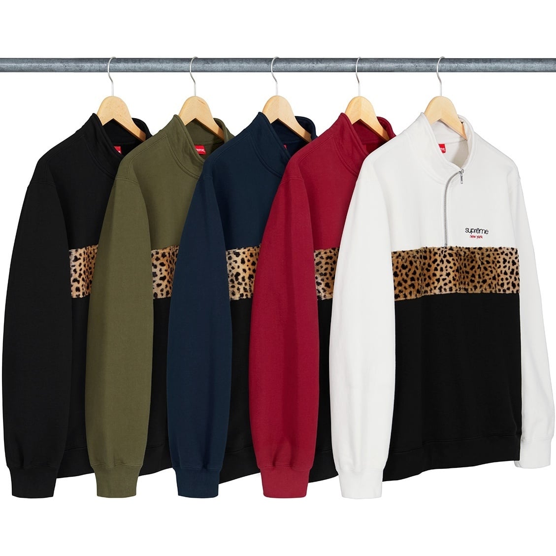 Leopard Panel Half Zip Sweatshirt - SupremeCommunity