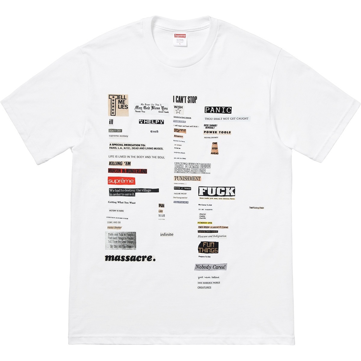 Supreme Cutouts Tee (fall/winter 2018) - $36.00