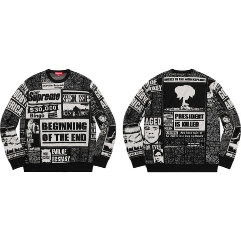 Supreme Newsprint Sweater - $158.00