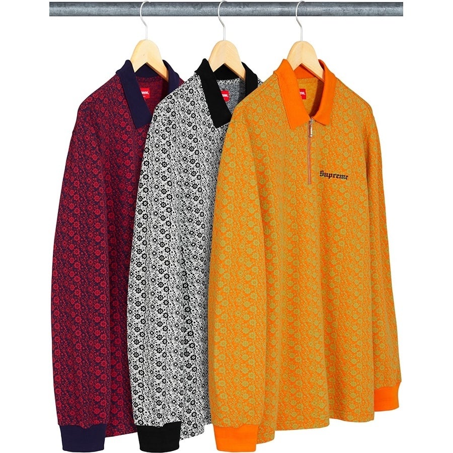 Floral Jacquard Zip L/S Polo - fall/winter 2018 - Supreme