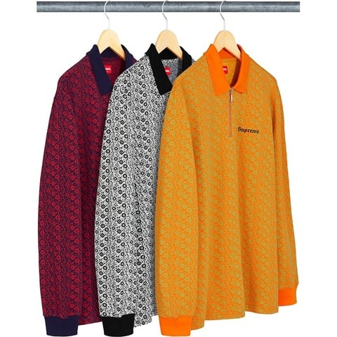 Floral Jacquard Zip L/S Polo - fall/winter 2018 - Supreme