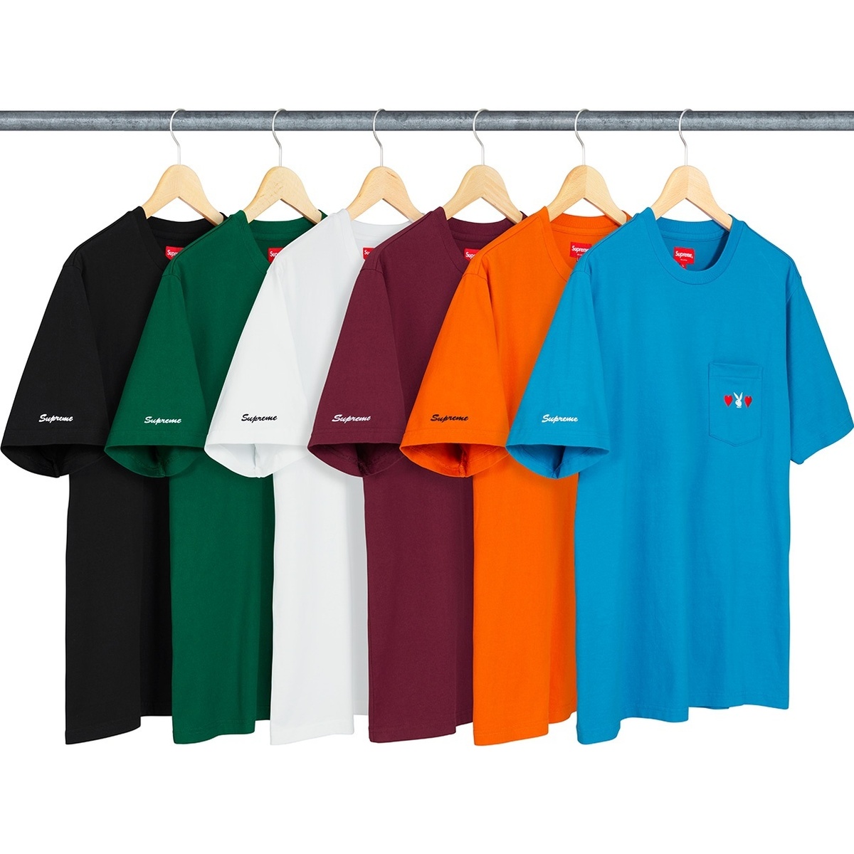 QP【ヴィンテージ・美品・L】Supreme Playboy Pocket NWT Supreme Playboy Men's Burgundy Red Bunny Logo Pocket T-Shirt