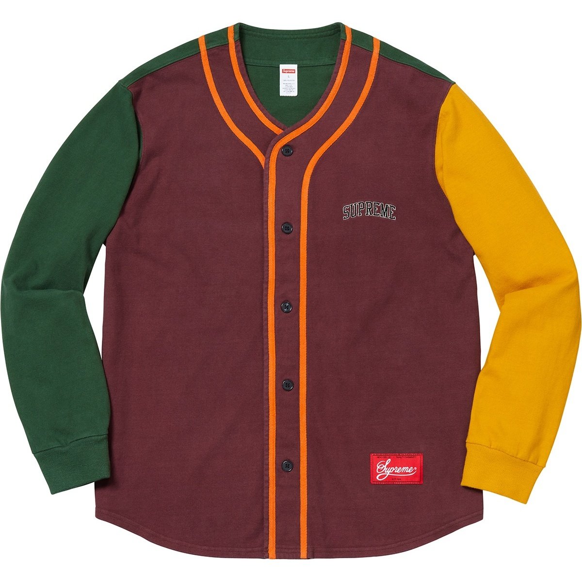 Supreme Color Blocked Baseball Top (FW18) - $118