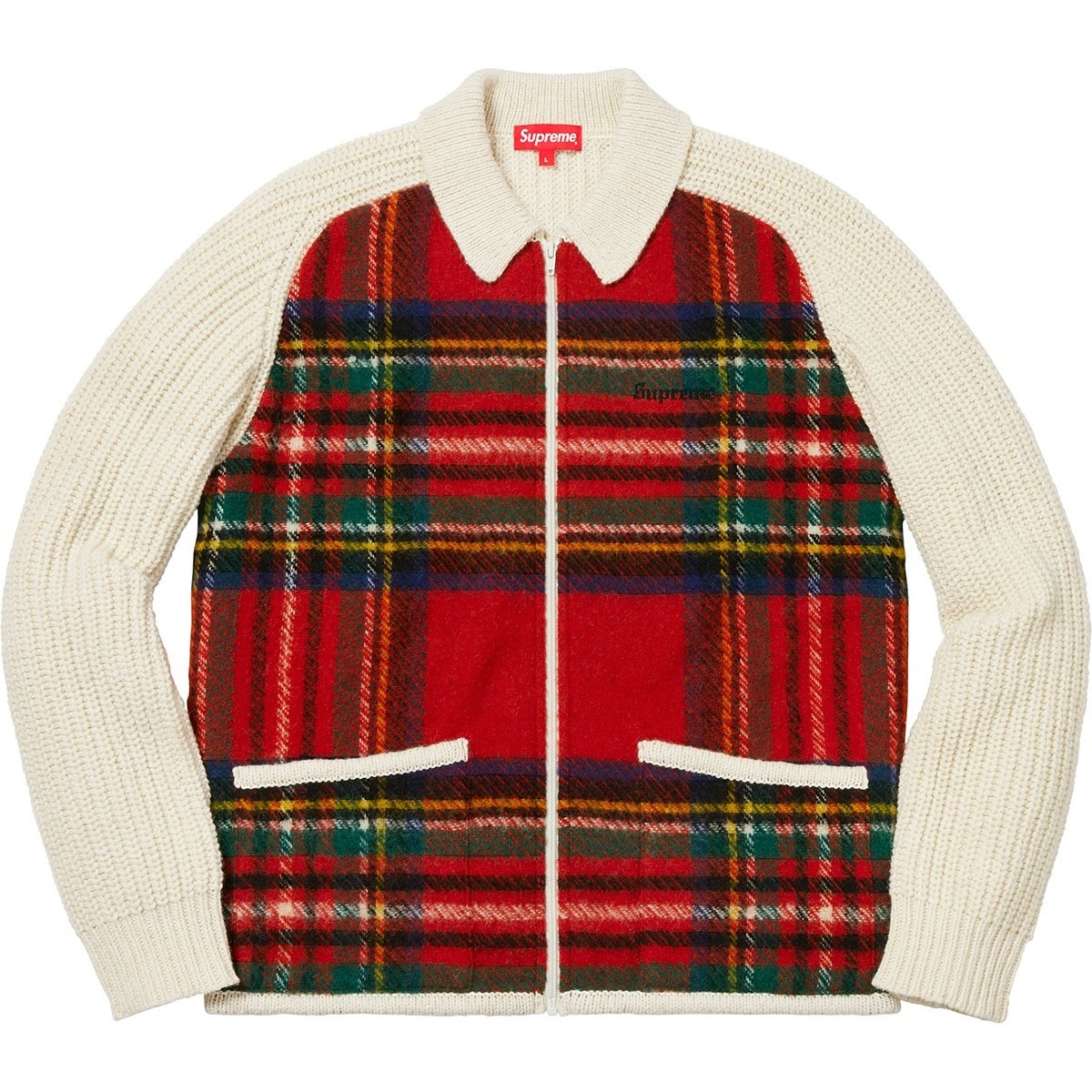 Supreme Plaid Front Zip Sweater (FW18) - $198