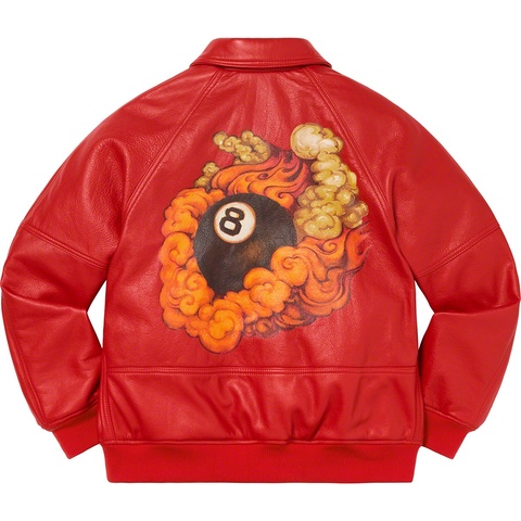 Martin Wong/Supreme Schott® 8-Ball Leather Varsity Jacket - Supreme