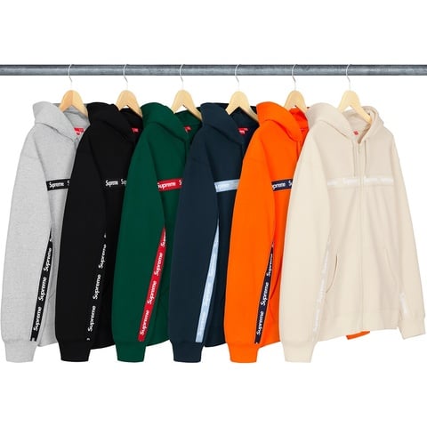 Text Stripe Zip Up Hooded Sweatshirt - Supreme