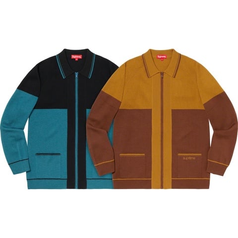 Supreme Color Blocked Zip Up Sweater - $168.00