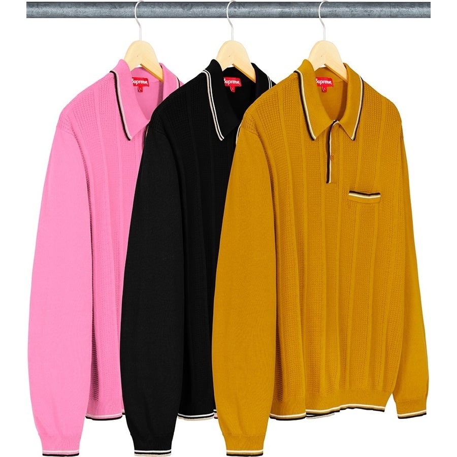 Stripe Rib L/S Knit Polo - SupremeCommunity