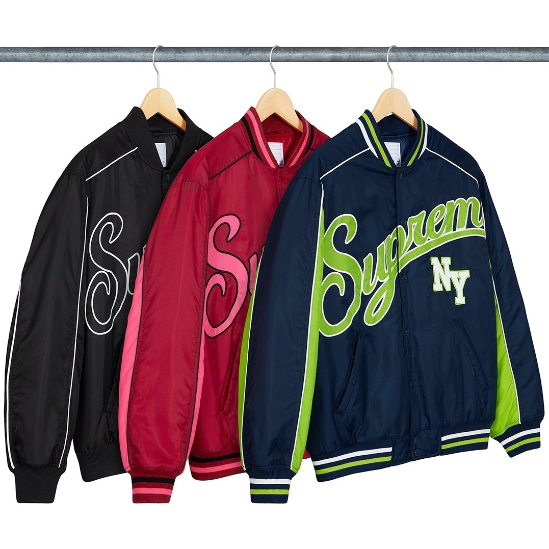 Contrast Script Varsity Jacket - SupremeCommunity