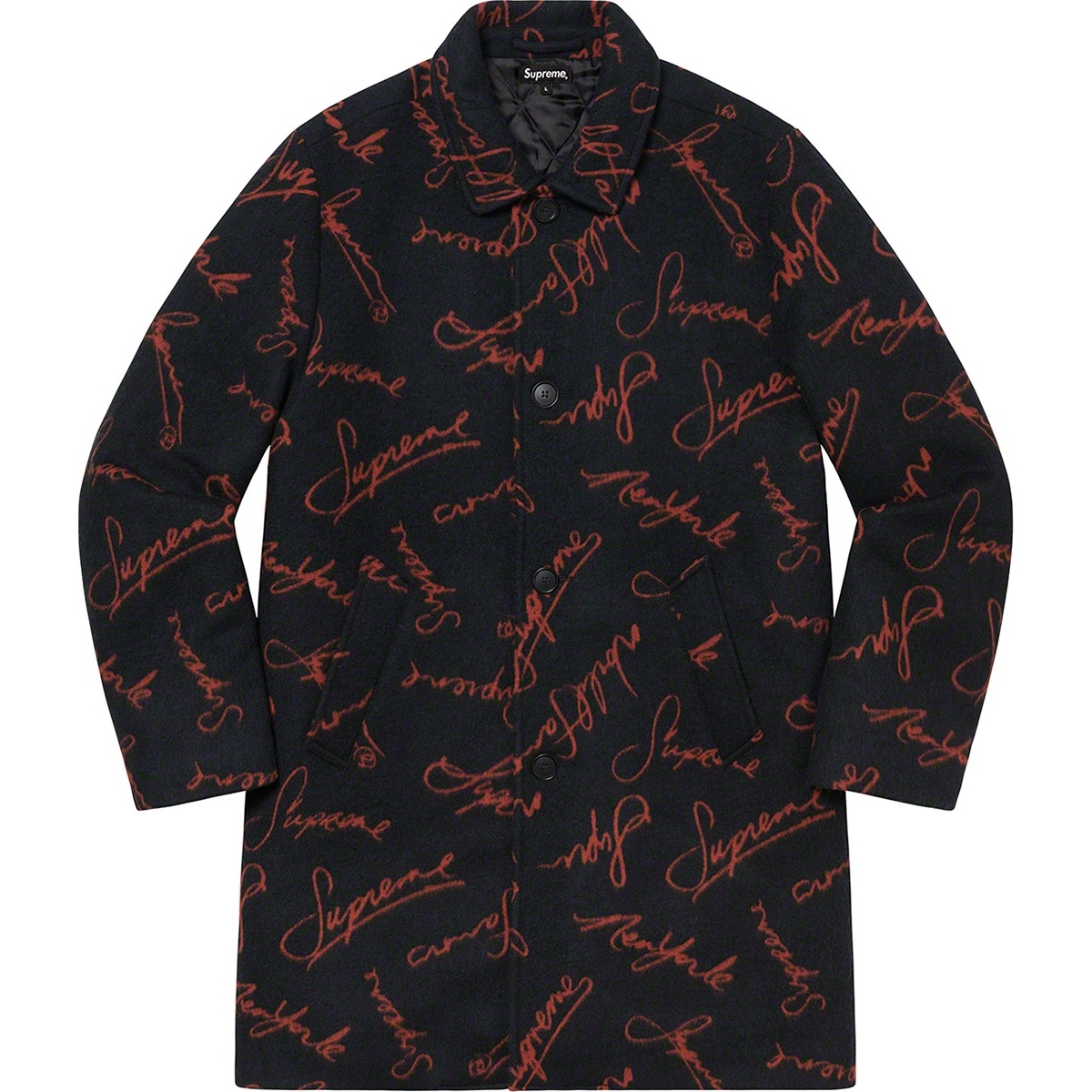 Supreme Script Logos Wool Overcoat (FW20) - $558