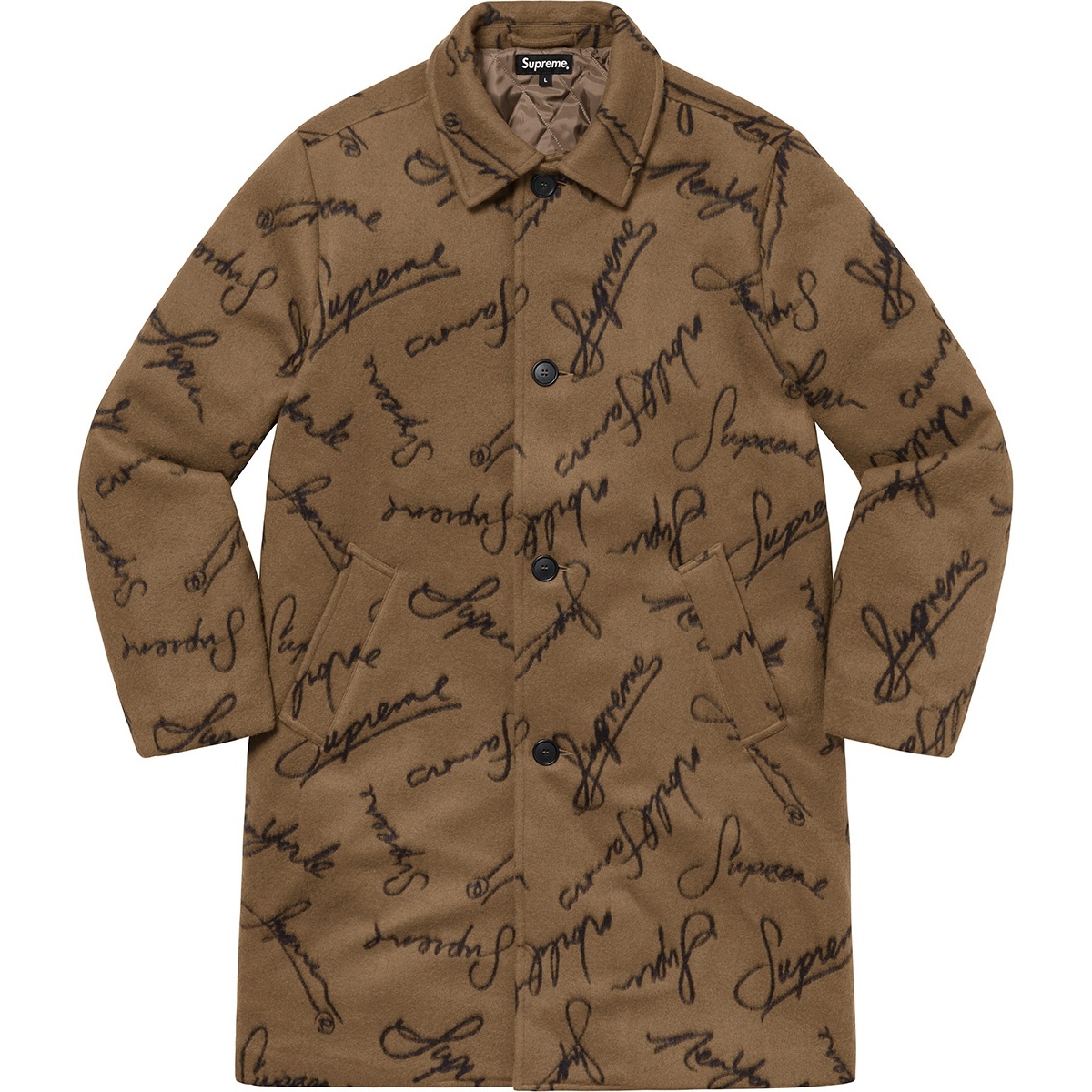 Supreme Script Logos Wool Overcoat (FW20) - $558