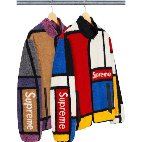 トップス Supreme Sherpa Fleece Reversible Work Reversible Colorblocked Fleece Jacket - Supreme